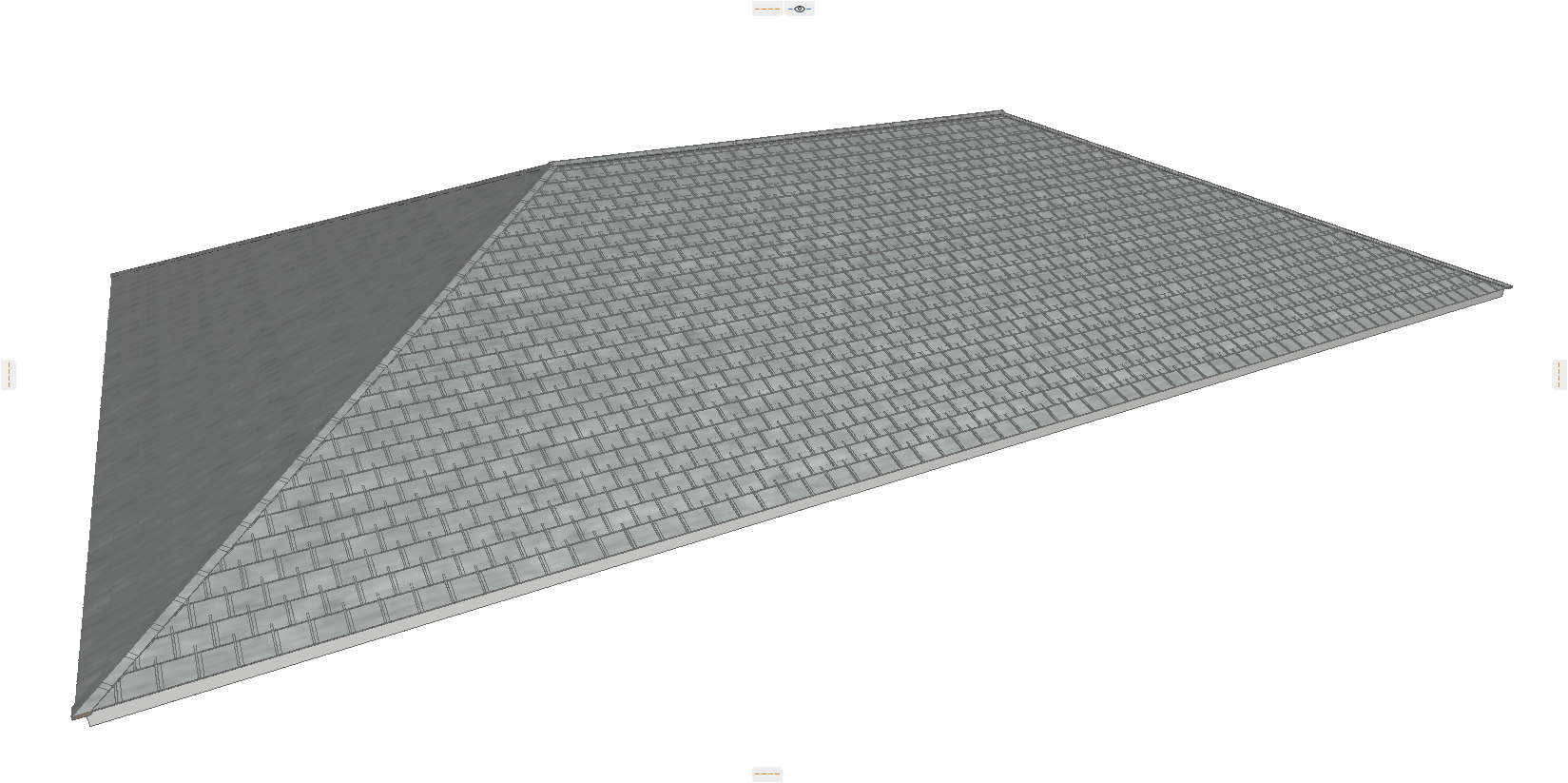 同じ寄棟屋根スラブに FlatTile（平板瓦）を配置した 3D ビュー